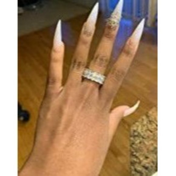 14K Silver / Gold Plated Iced Out Lab Diamond 9mm 2Rows Round Cut  Band … - Picture 4 of 14